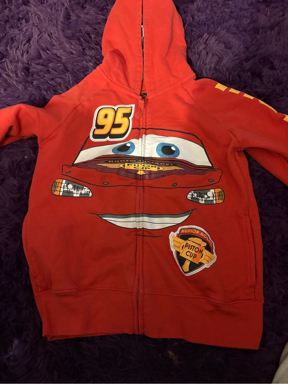 Red Lightning McQueen Kids Zip-Up Hoodie Jacket